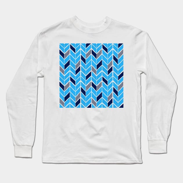 Chevron Pattern - Blue Arrows Long Sleeve T-Shirt by monitdesign